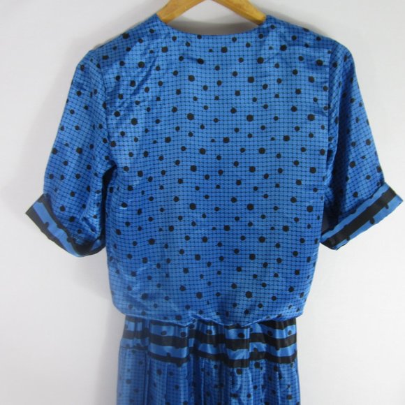 Vtg Perceptions Womens 5 / 6 Blue Polka Dot Short Sleeve Pleated Dress Small - Picture 12 of 12